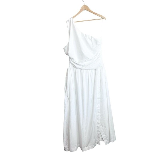 Abercrombie & Fitch Maxi Dress Size XL White One Shoulder Cutout High Slit - Picture 5 of 7